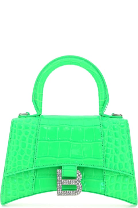 Balenciaga Sale for Women Balenciaga Fluo Green Leather Hourglass Xs Handbag