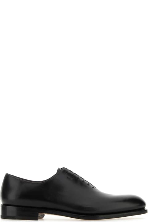 メンズ Ferragamoのレースアップシューズ Ferragamo Black Leather Angiolo Lace-up Shoes