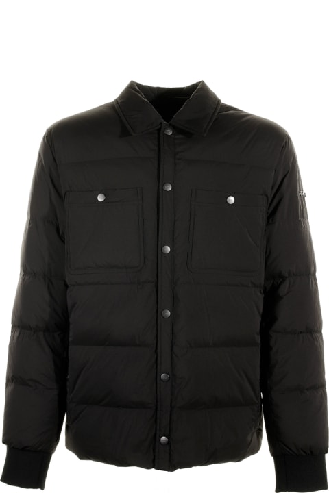 Black Quilted Men's Jacket With Buttons