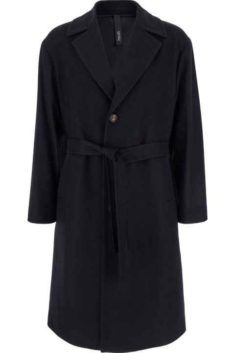 Hevò Clothing for Men Hevò Black Single-breasted Coat With Notched Revers In Wool Blend Man