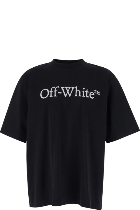 Off-White for Men Off-White Oversized Black T-shirt With Contrasting Logo Print In Cotton Man