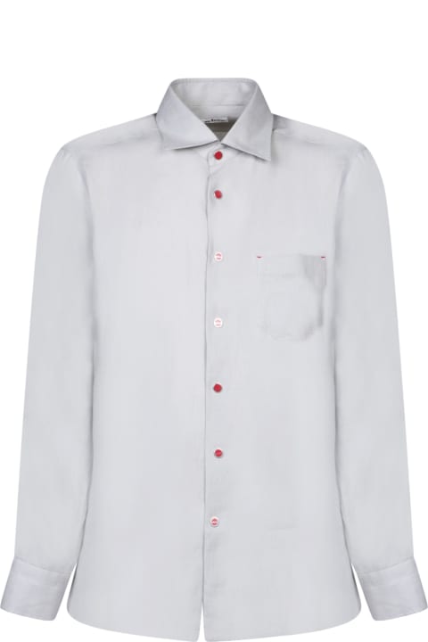メンズ Kitonのシャツ Kiton Kiton Pearl Grey Linen Shirt