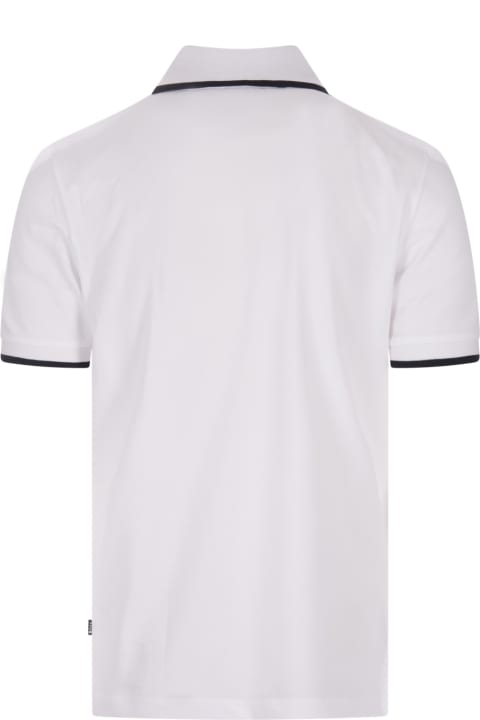 Hugo Boss for Men Hugo Boss White Slim Fit Polo Shirt With Striped Collar