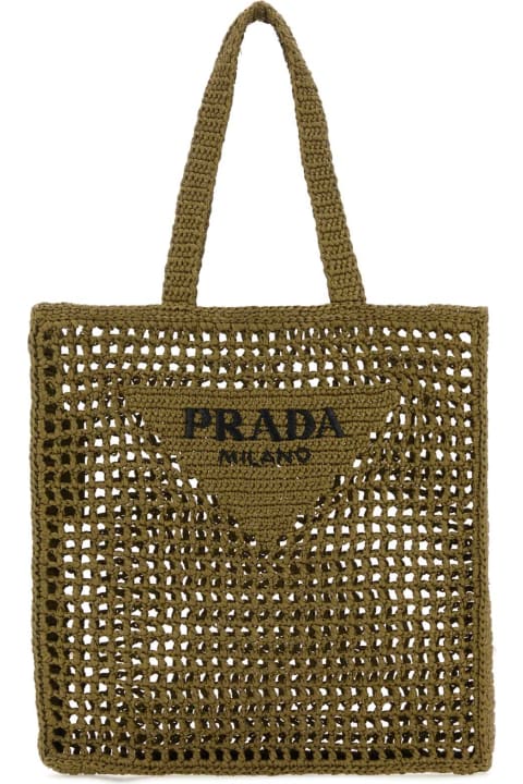 Prada Sale for Men Prada Khaki Crochet Shopping Bag