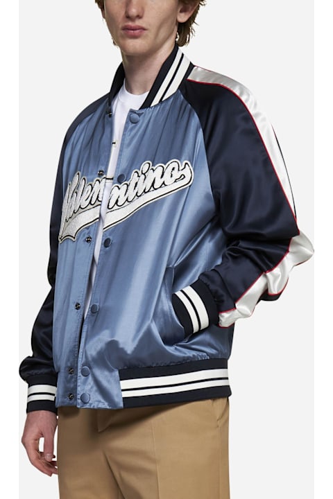 Valentino Garavani Coats & Jackets for Men Valentino Garavani Logo-patch Viscose And Cotton Bomber Jacket