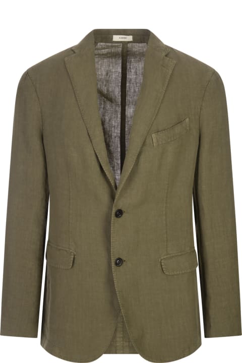 Fashion for Men Boglioli Military Green Linen Regular Fit Blazer