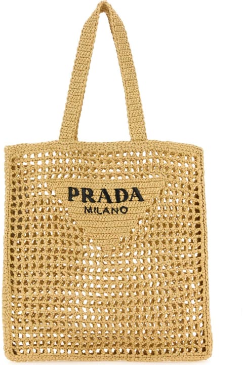 Totes for Men Prada Raffia Shopping Bag