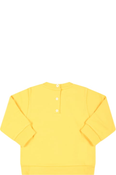Fendi Yellow Sweatshirt For Babykids With White Logo
