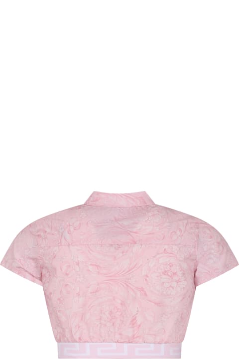 Fashion for Girls Versace Pink Shirt For Girl With Baroque Print