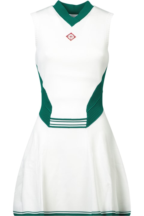 Casablanca Dresses for Women Casablanca White And Green Draped Mini Dress