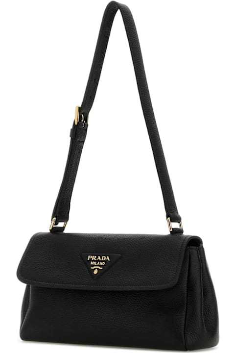 Prada for Kids Prada Black Leather Small Shoulder Bag
