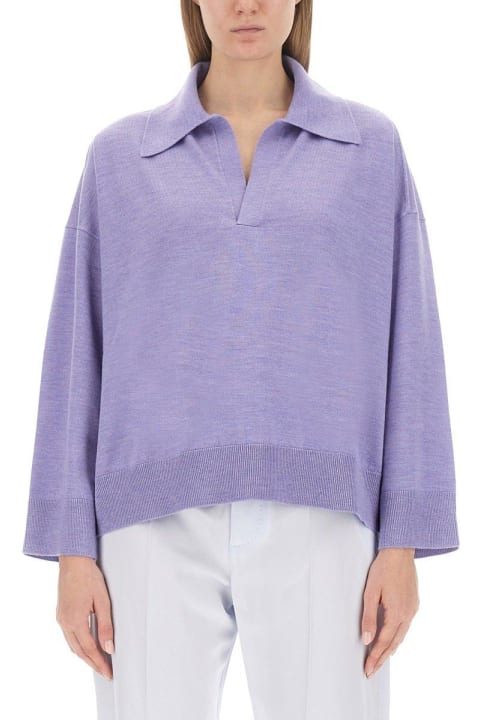 Sweaters for Women Bottega Veneta Bv Embroidered Knit Polo Shirt