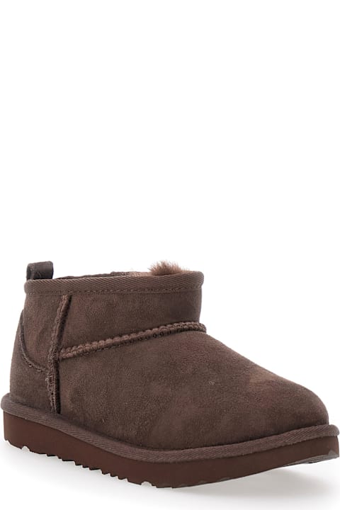 أدوات منزلية UGG Brown Ultra Mini Ugg Ankle Boots In Suede Baby Girl
