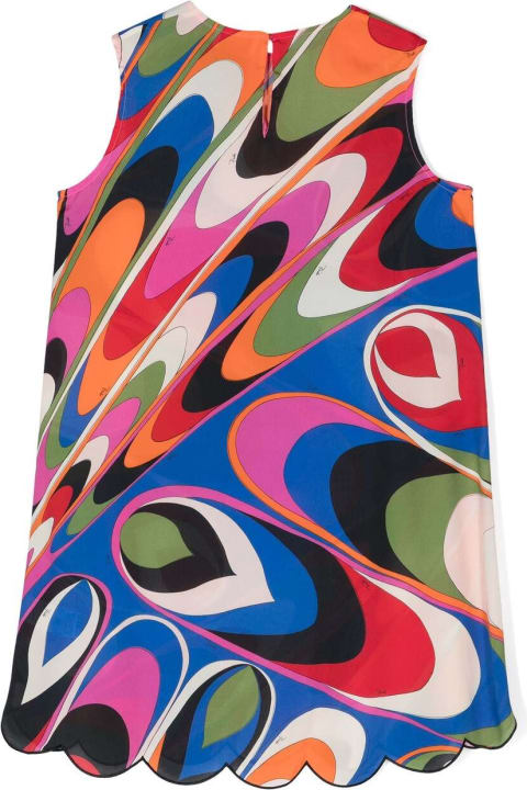 Pucci Dresses for Girls Pucci Multicoloured Wave Print Sleeveless Dress