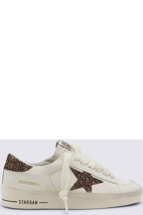 Golden Goose White And Beige Leather Super Star Sneakers