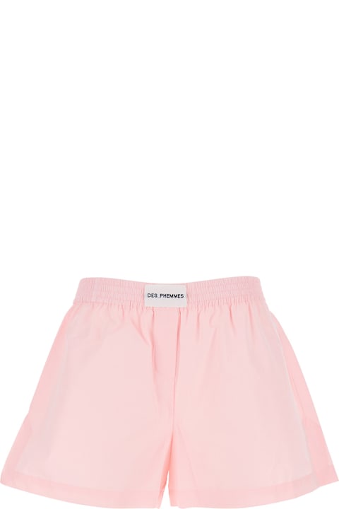 Des Phemmes Clothing for Women Des Phemmes Pink Shorts With Elastic Waist With Logo Patch In Cotton Woman