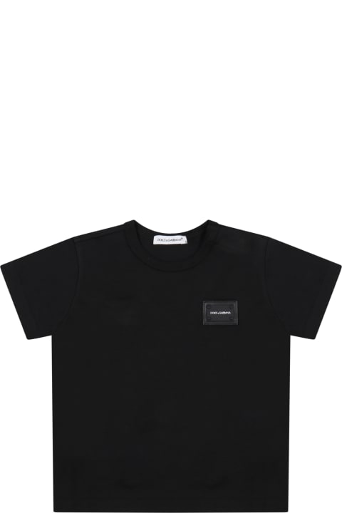 Black T-shirt For Baby Kids With Logo