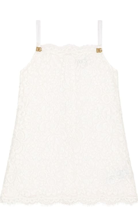 Dolce & Gabbana Sale for Kids Dolce & Gabbana Cordonnet Lace Dress In White