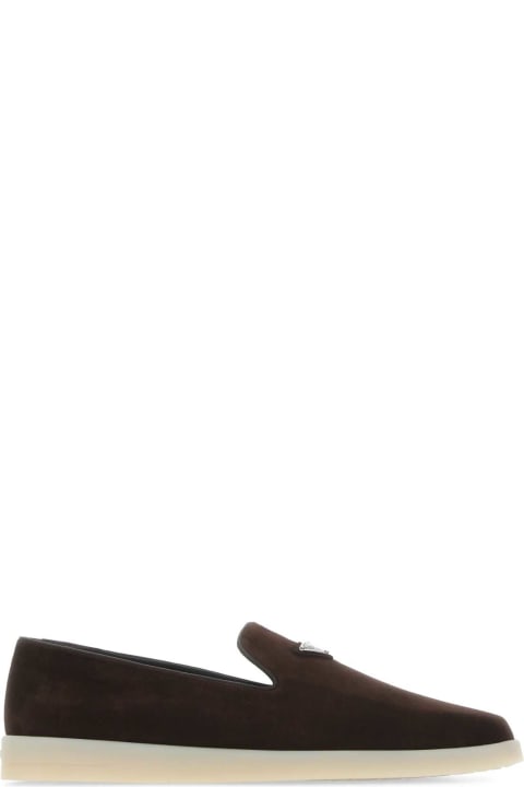 Prada Loafers & Boat Shoes for Men Prada Dark Brown Suede Slip Ons