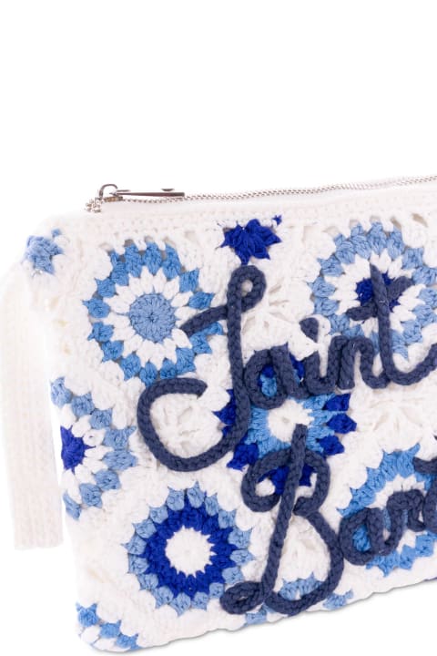 Luggage for Men MC2 Saint Barth Parisienne White Crochet Pochette With Saint Barth Embroidery