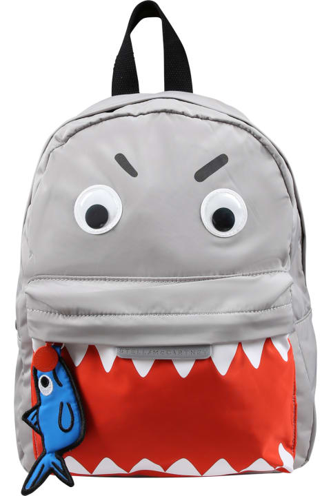 Stella McCartney Kids Stella McCartney Kids Gray Backpack For Baby Boy With Shark