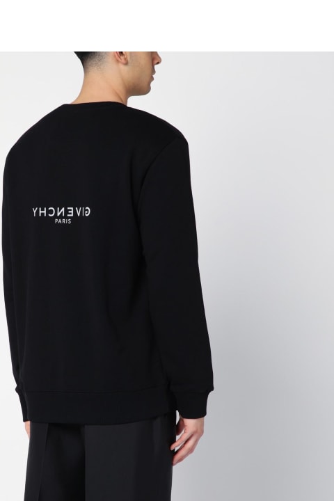 メンズ新着アイテム Givenchy Black Reverse Cotton Crewneck Sweatshirt With Logo