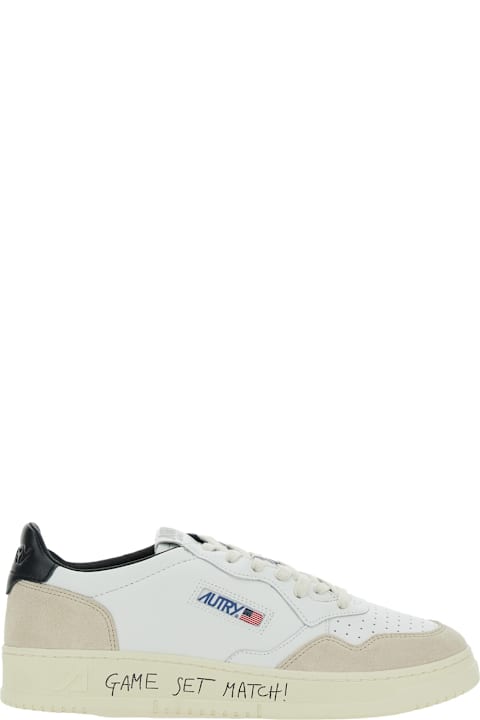 Homeware Autry 'medalist Low' White Low Top Sneakers With Side Logo Detail In Leather And Suede Man