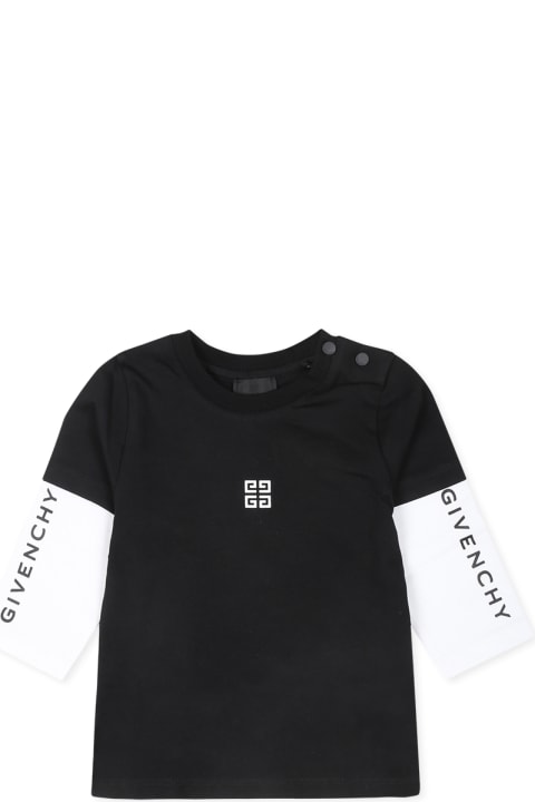 Topwear for Baby Boys Givenchy Black T-shirt For Babykids With Logo