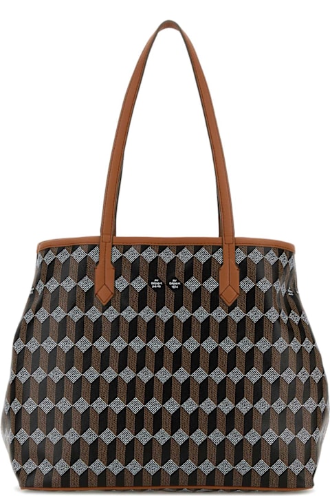 Au Départ Men Au Départ Printed Canvas Tote No.47 Shopping Bag