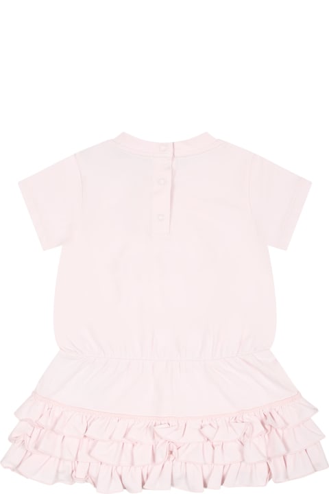Moncler for Kids Moncler Pink Dress For Baby Girl With Logo