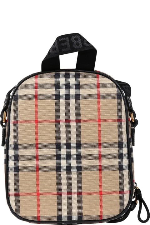 Beige Bag For Girl With Iconic Vintage Check