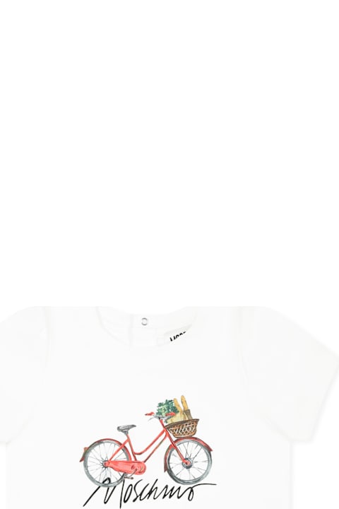 Homeware Moschino White T-shirt For Baby Girl With Bicycle Print