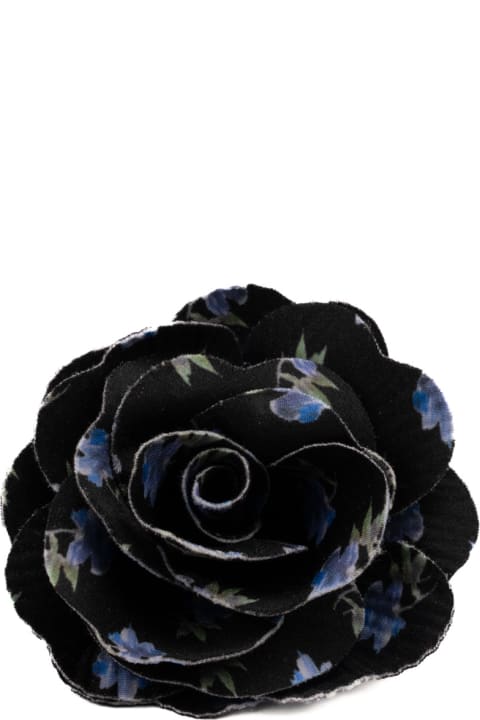 Philosophy di Lorenzo Serafini for Women Philosophy di Lorenzo Serafini Flower Brooch In Black Blue Fabric