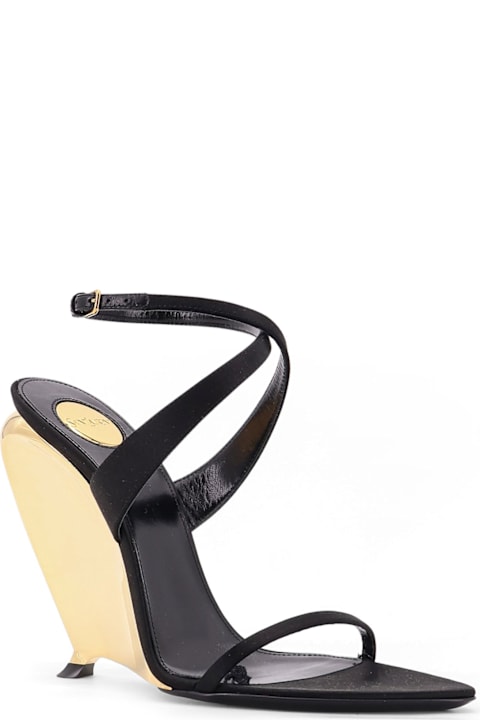 Saint Laurent Shoes for Women Saint Laurent Tallulah 110 Satin Sandals With Sculptural Wedge Heel