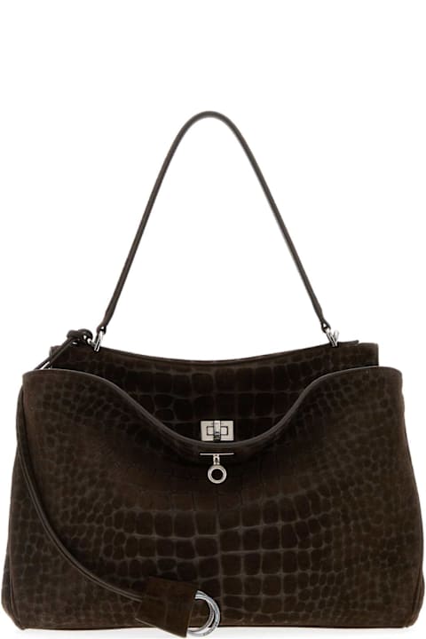 Balenciaga لـ Kids Balenciaga Brown Suede Rodeo Handbag