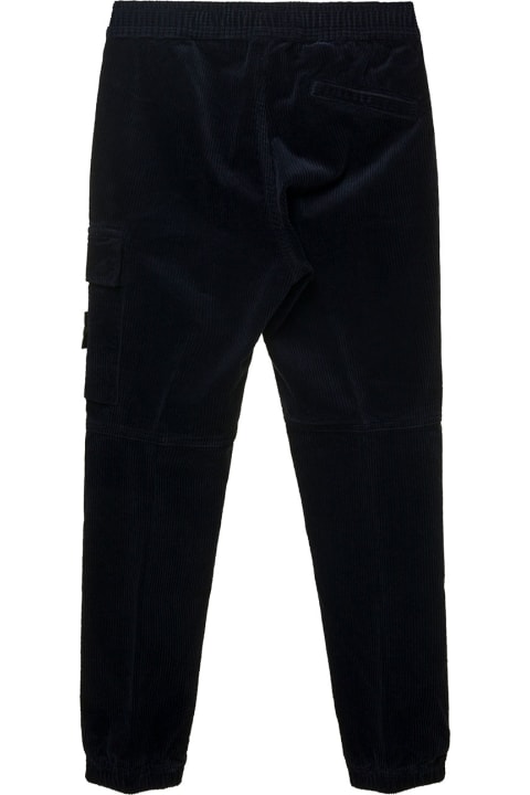 Stone Island Junior Bottoms for Boys Stone Island Junior Blue Pants With Elastic Waistband And Logo Patch In Corduroy Boy