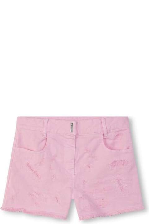 Givenchy Bottoms for Girls Givenchy Pink Shorts With Logo Lettering Detail In Stretch Cotton Denim Girl