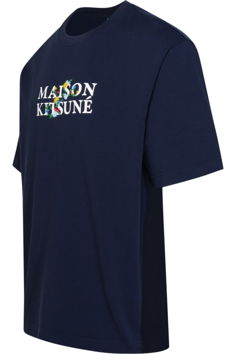 Fashion for Men Maison Kitsuné 'maison Kitsuné Flowers' Navy Cotton T-shirt