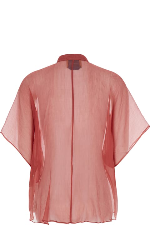 Homeware Momonì Red Shirt With Ruffles On The Front In Silk Woman