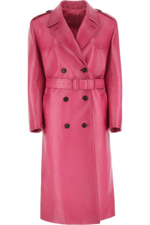 Prada Coats & Jackets for Women Prada Fuchsia Leather Coat