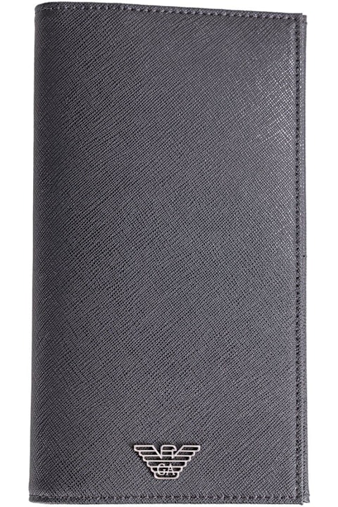 Emporio Armani إكسسوارات لـ القسم الرجالي Emporio Armani Logo Plaque Bi-fold Wallet