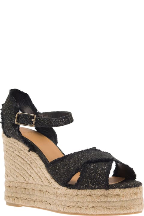 Homeware Castañer Beige Wedge Sandals In Canvas Woman