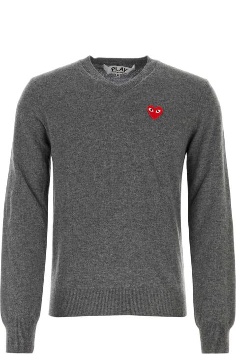 Fashion for Men Comme des Garçons Play Grey Wool Sweater