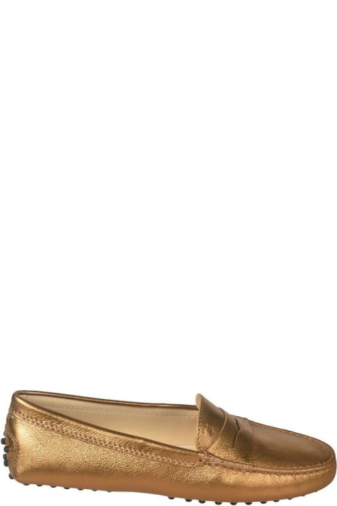 Tod's Flat Shoes for Women Tod's Metallic-finish Slip-on Loafers