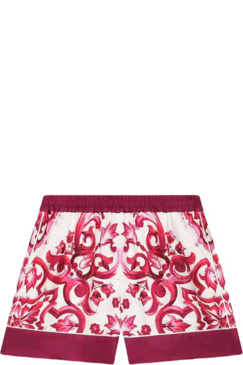 Dolce & Gabbana Bottoms for Girls Dolce & Gabbana White/fuchsia Shorts Girl Dolce&gabbana Kids