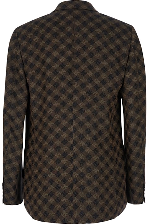 AMIRI Coats & Jackets for Men AMIRI Brown Double-breasted Jacket With Check Motif In Wool Blend Man