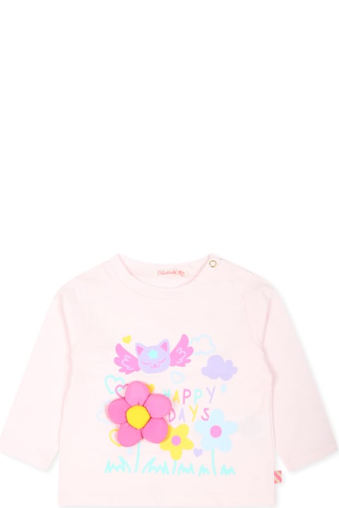 أدوات منزلية Billieblush Pink T-shirt For Baby Girl With Flowers