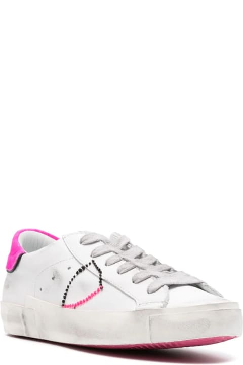 Philippe Model Shoes for Women Philippe Model Prsx Low Sneakers - White And Fuchsia