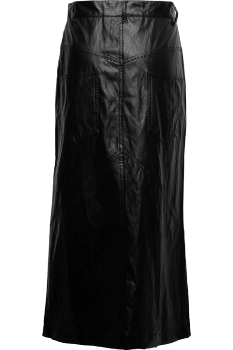 Black Cecilia Midi Skirt In Leatherette With Seams Detailing Isabel Marant étoile Woman