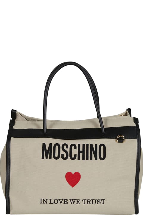 Moschino Totes for Women Moschino Logo Top Zip Tote